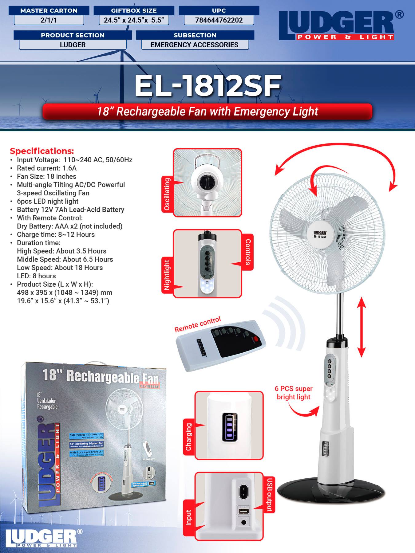 224899834_4043863925712666_8738391255022517167_n Ludger 18″ Rechargeable Stand Fan With Remote Control - EL-1812SF