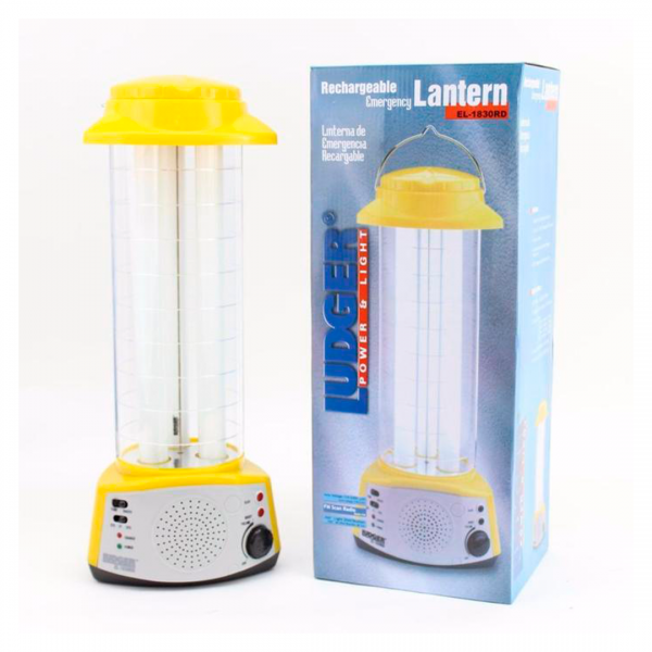 Rechargeable Emergency lantern with FM Radio 360° light Distribution Ludger Power and Light el-1830led