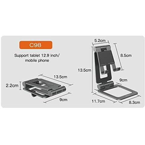 41BZWL1ZoXL._AC Mobile Phone & Tablet 12.9 Inch Holder Aluminum Alloy Anti-Skid Mini Desktop Mount Universal Holder Bracket Yesido c98