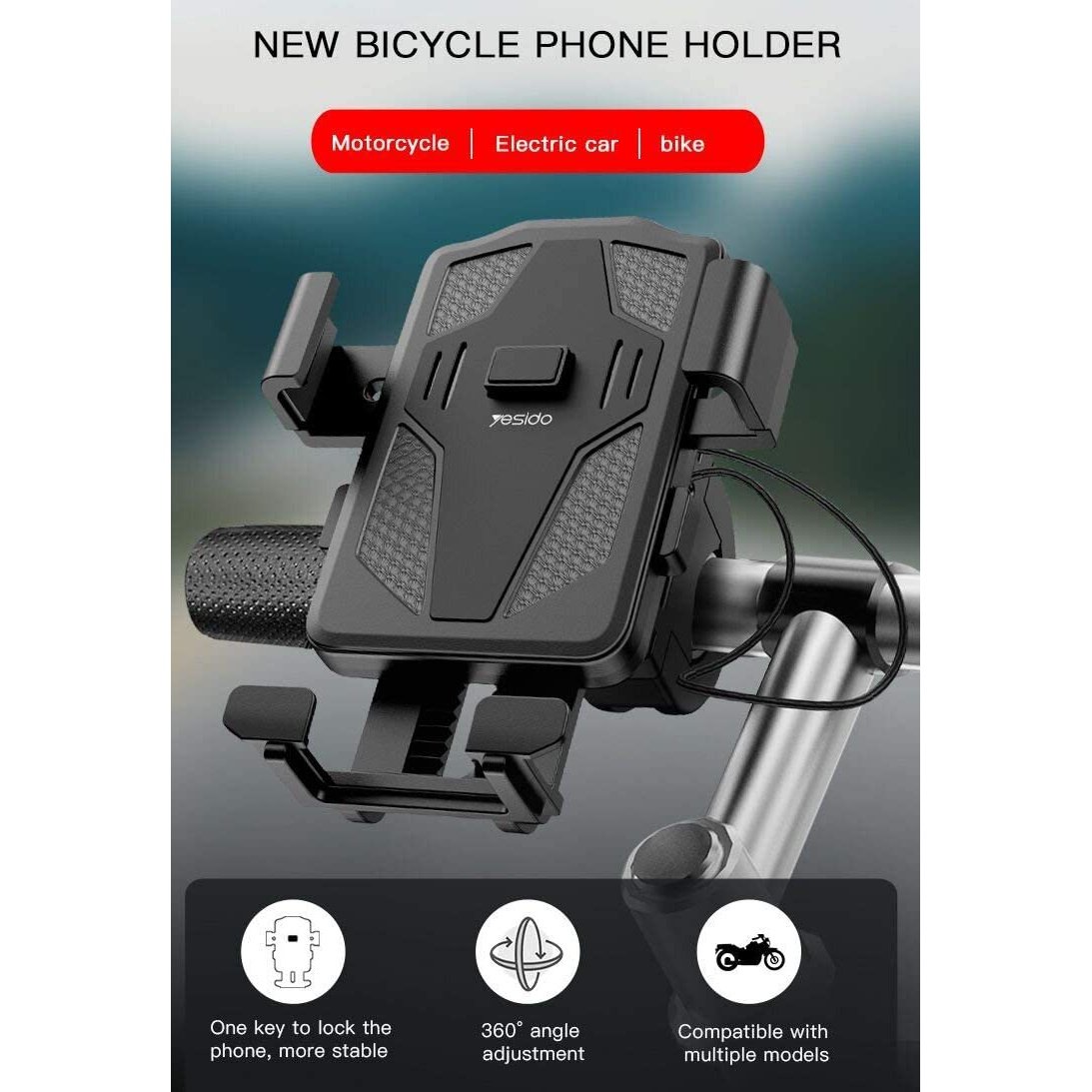 61vUjR9KdDL._AC_SL1094 Mobile Bike Holder For Bike, Bicycle & Motorcycle 360° Rotation Easily Using Adjustable Anti Shake Holder Stand Premium Quality Yesido Model C94.