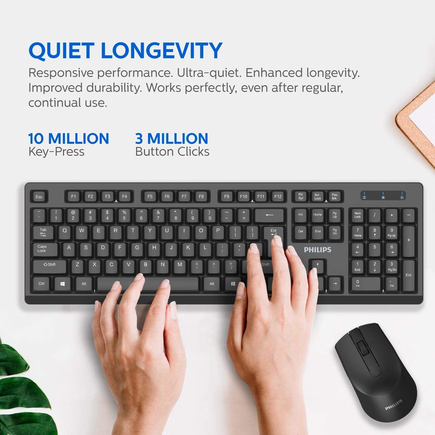 716HCWMVE-L._AC_SL1500 PHILIPS Wireless Keyboard and Mouse Combo 2.4GHz Drop-Free Connection SPT6354