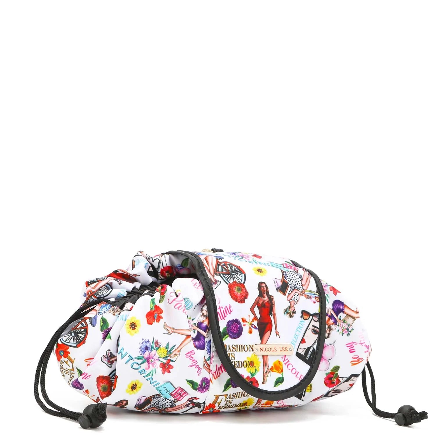 COS7113-WHITE-FRONTANGLE_1500x_325efb20-15f6-4ff1-9f88-4cd955f9bb77 Nicole Lee makeup cosmetic drawstring bag Polyester cos7113