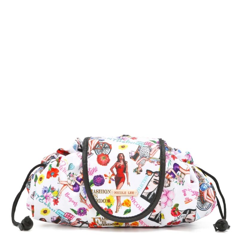Nicole Lee makeup cosmetic drawstring bag Polyester cos7113 - White