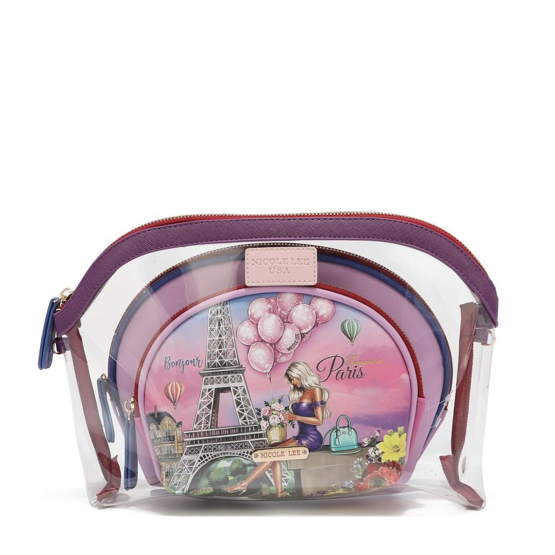 Nicole Lee See Thru 3-in-1 Pouch Crossbody Bag in Different Styles - PRT7409 - Romance in Paris