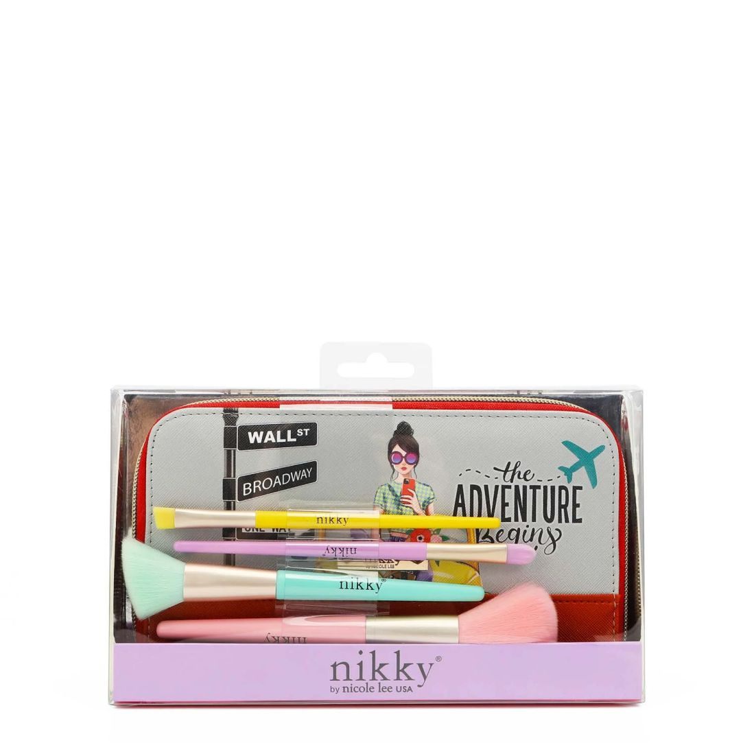 Nicky by Nicole Lee Makeup Brush 4Pcs Set with Pouch made in eco-leather Nk22000 - Fun Begins