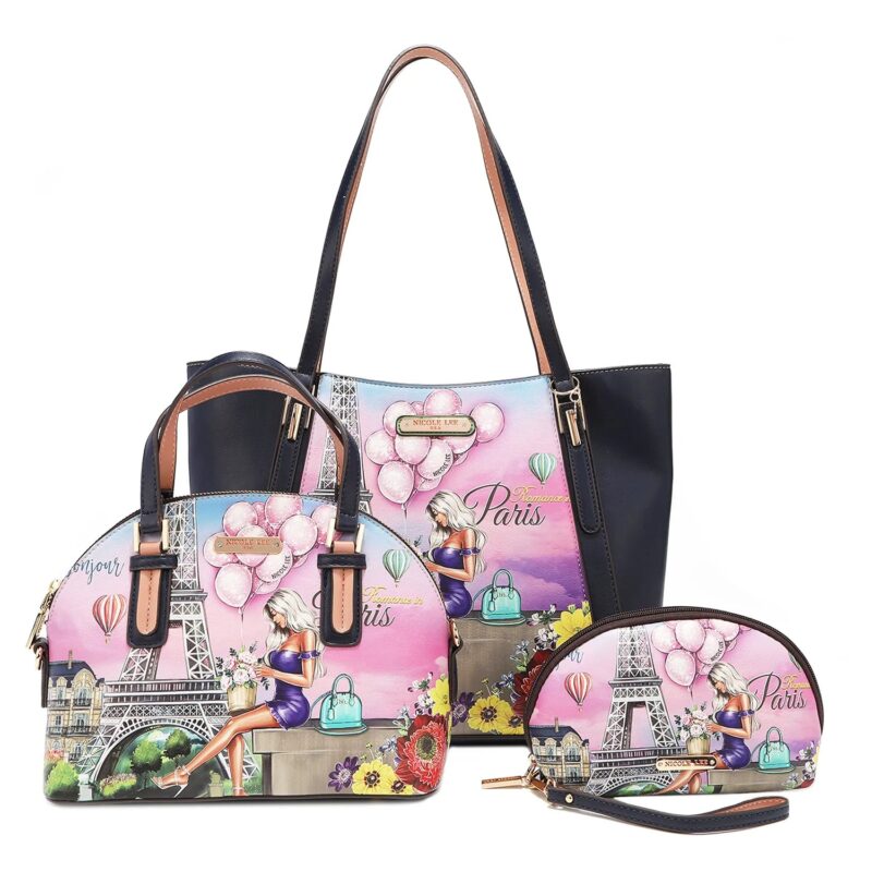 Nicole lee "Romance in Paris" 3 Piece Set, Tote, Crossbody & Pouch set16549