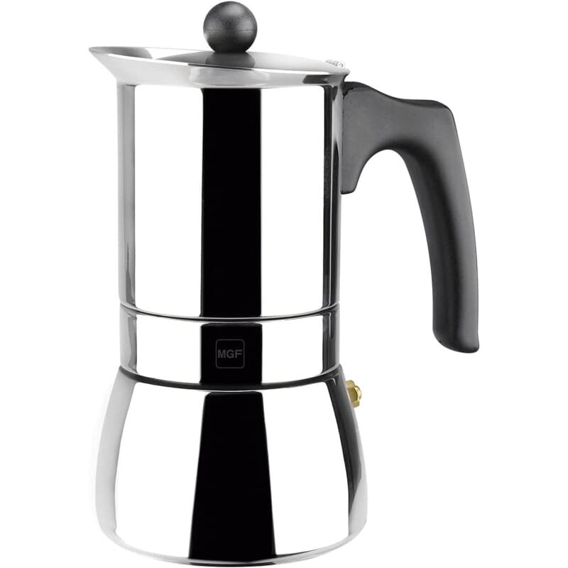 Magefesa Espresso Coffee Maker, 4 cups Size, made of 18/10 Stainless Steel, safe and easy to use - 01PXCFGEN04